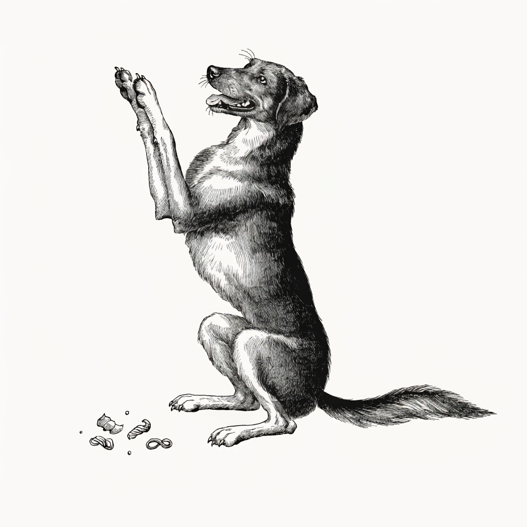 Ilustración de perro entrenando con premios naturales Prandy