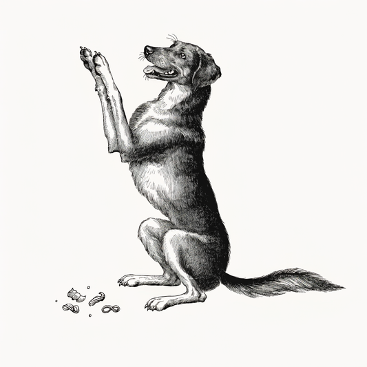 Ilustración de perro entrenando con premios naturales Prandy