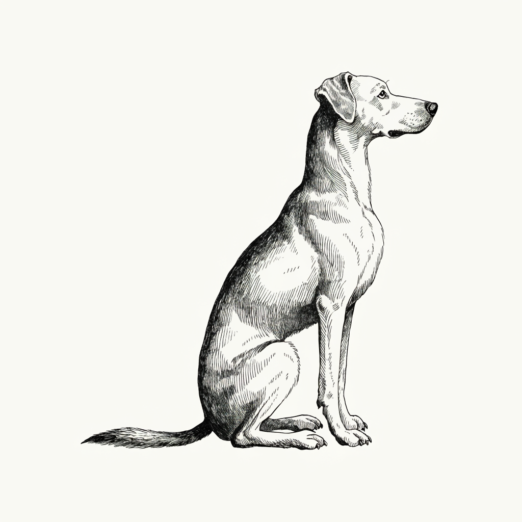 Ilustración estilo grabado de perro para premios naturales Prandy